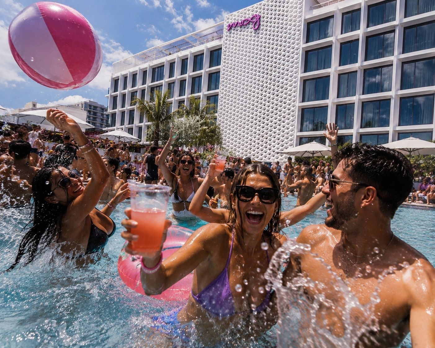 Moxy Pool Party Miami daylife scene